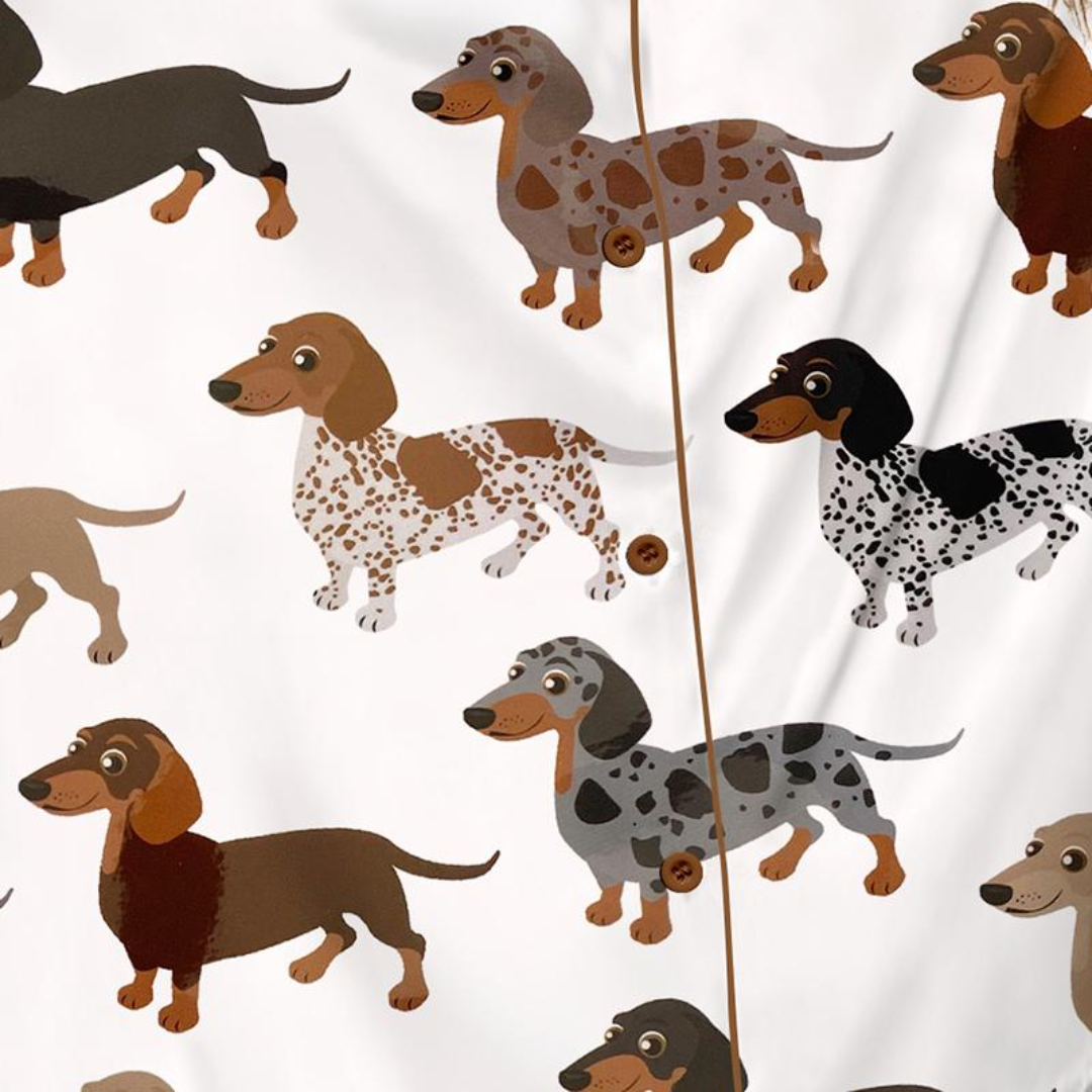Longhaired Dachshund Pajamas Satin Set for Women